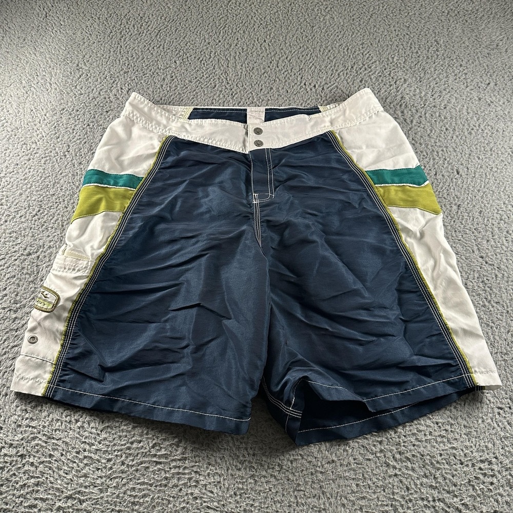 Vtg Rusty Board Shorts Mens 38(37 Fits) Blue Colorblock Surf Swim Trunks USA